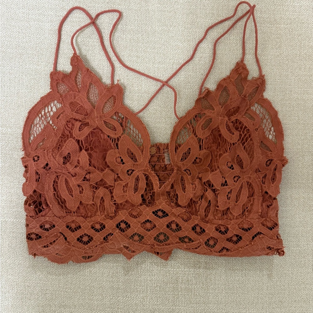 Free People Adella Lace Bralette in Warm Rust